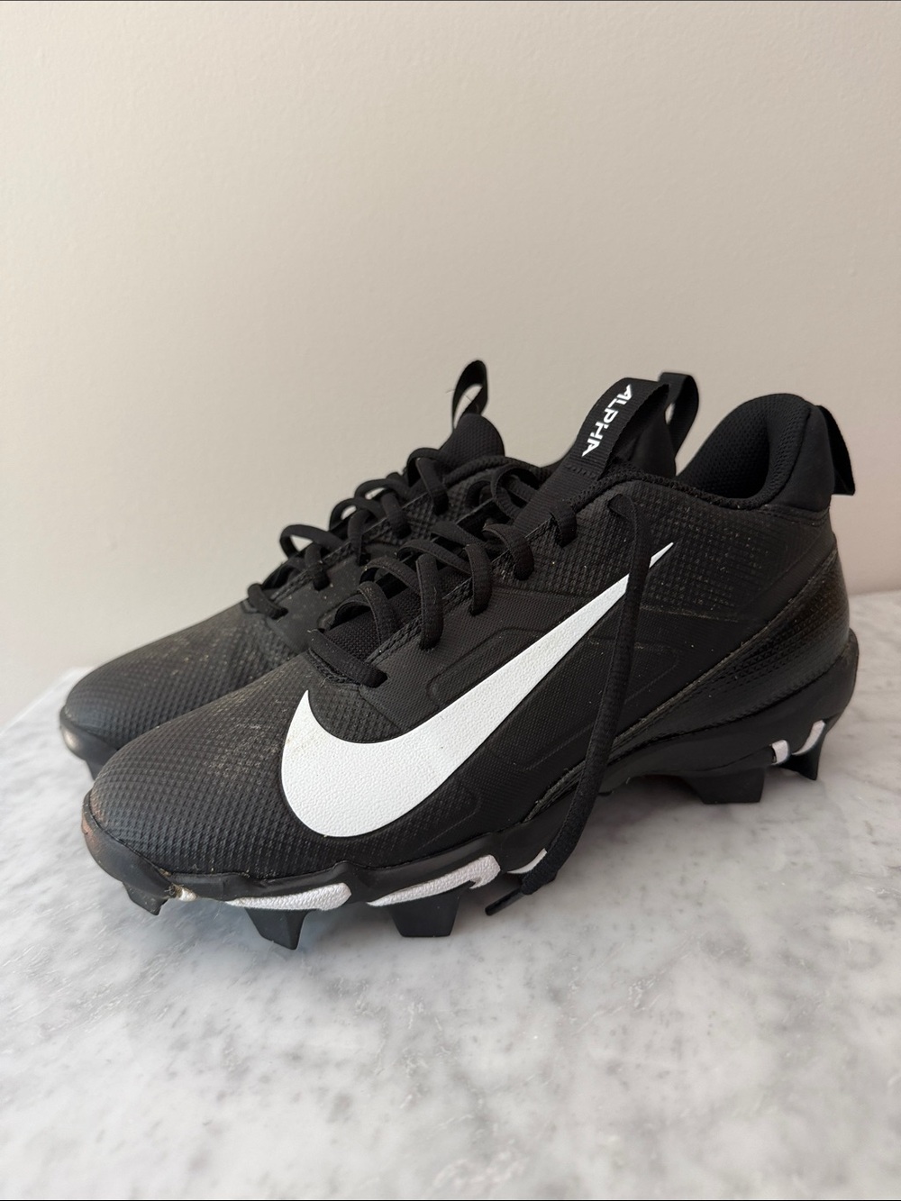 Nike Men’s Black and White Alpha Turf Cleats
